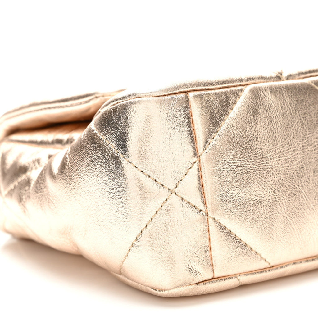 Metallic Lambskin Quilted Medium Chanel 19 Flap Gold