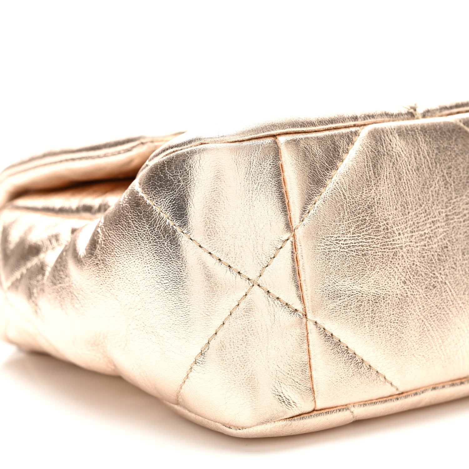 Metallic Lambskin Quilted Medium Chanel 19 Flap Gold