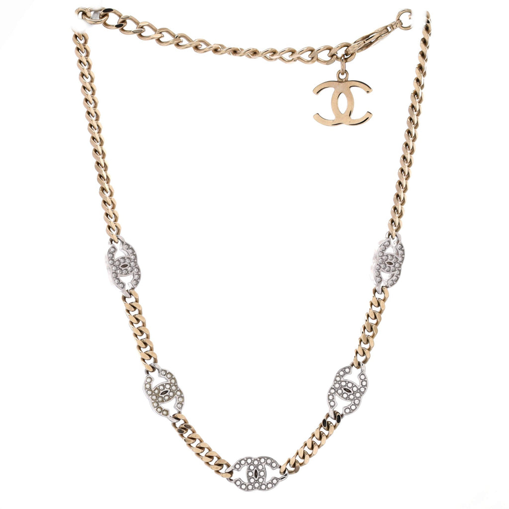 CC Link Choker Necklace Metal with Crystals