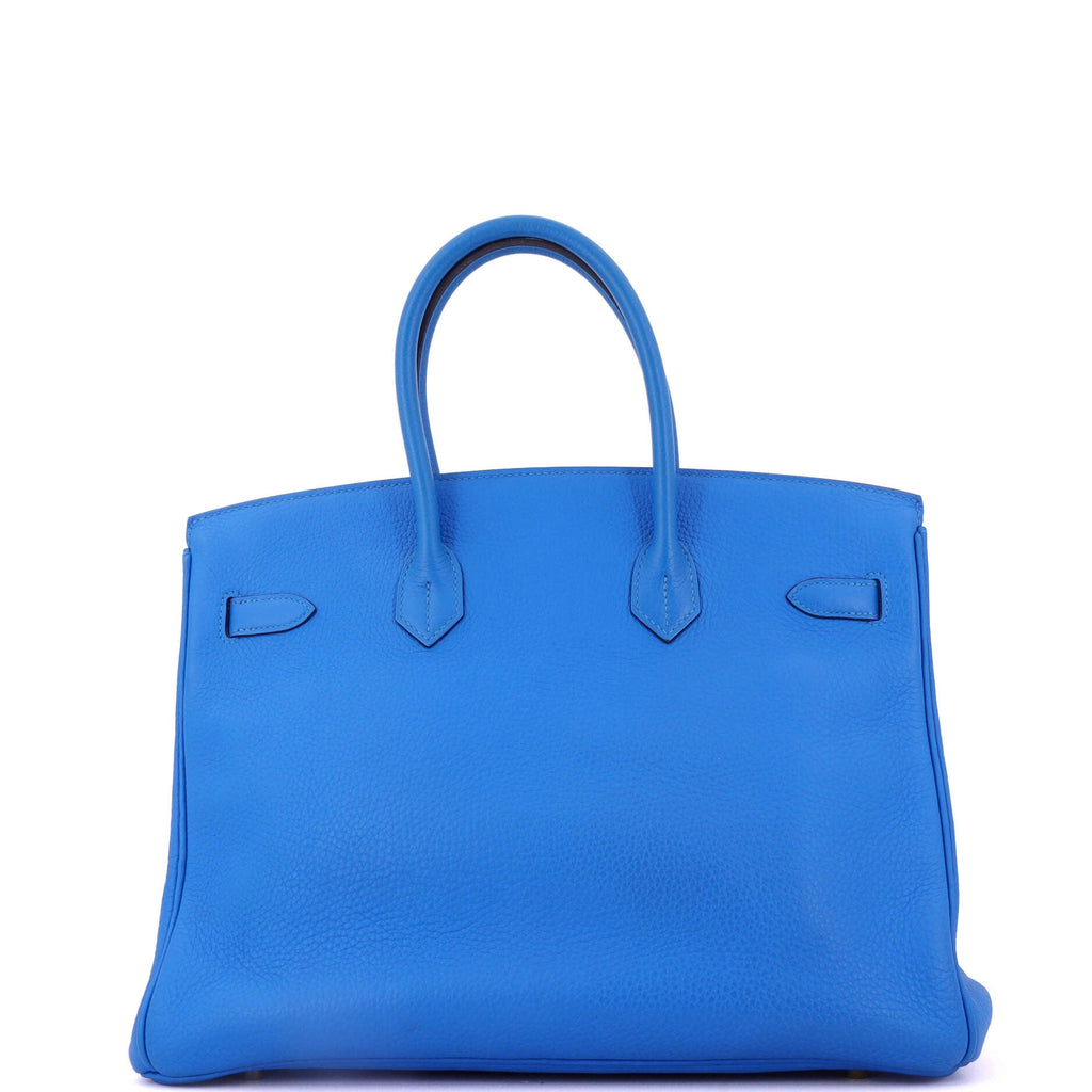 Birkin Handbag Bleu Hydra Clemence with Gold Hardware 35