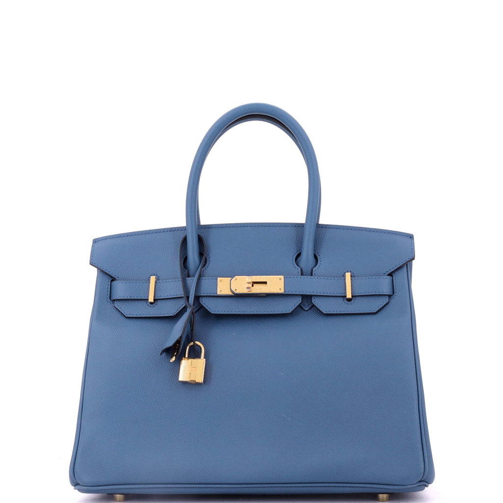 Birkin Handbag Bleu Agate Epsom with Gold Hardware 30