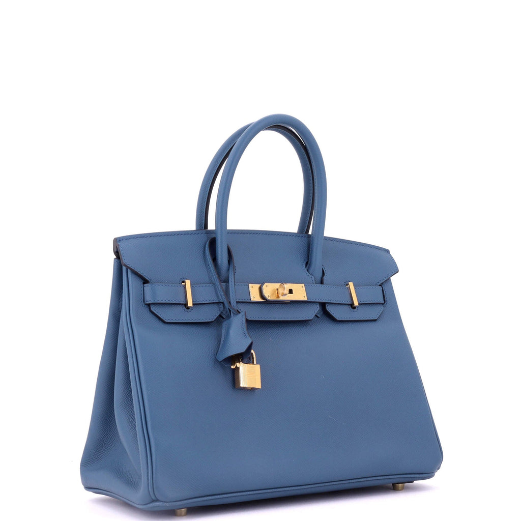 Birkin Handbag Bleu Agate Epsom with Gold Hardware 30