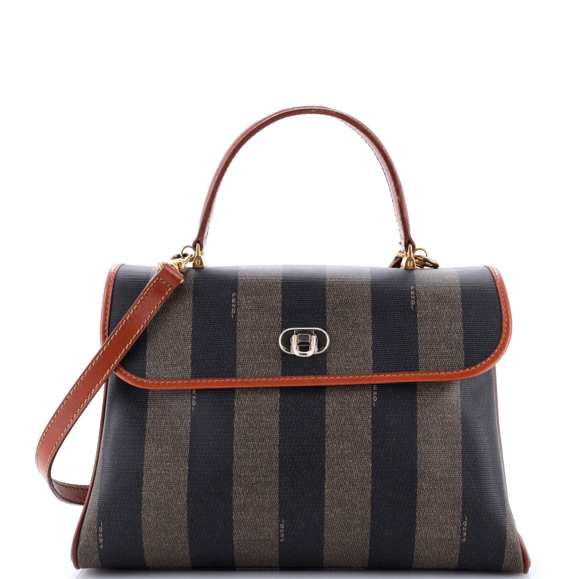 Convertible Pequin Top Handle Tote Coated Canvas with Leather Medium