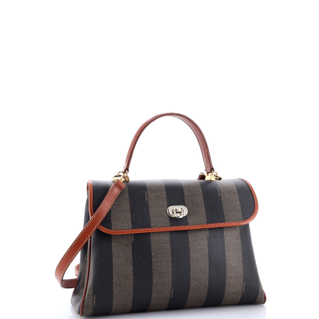 Convertible Pequin Top Handle Tote Coated Canvas with Leather Medium
