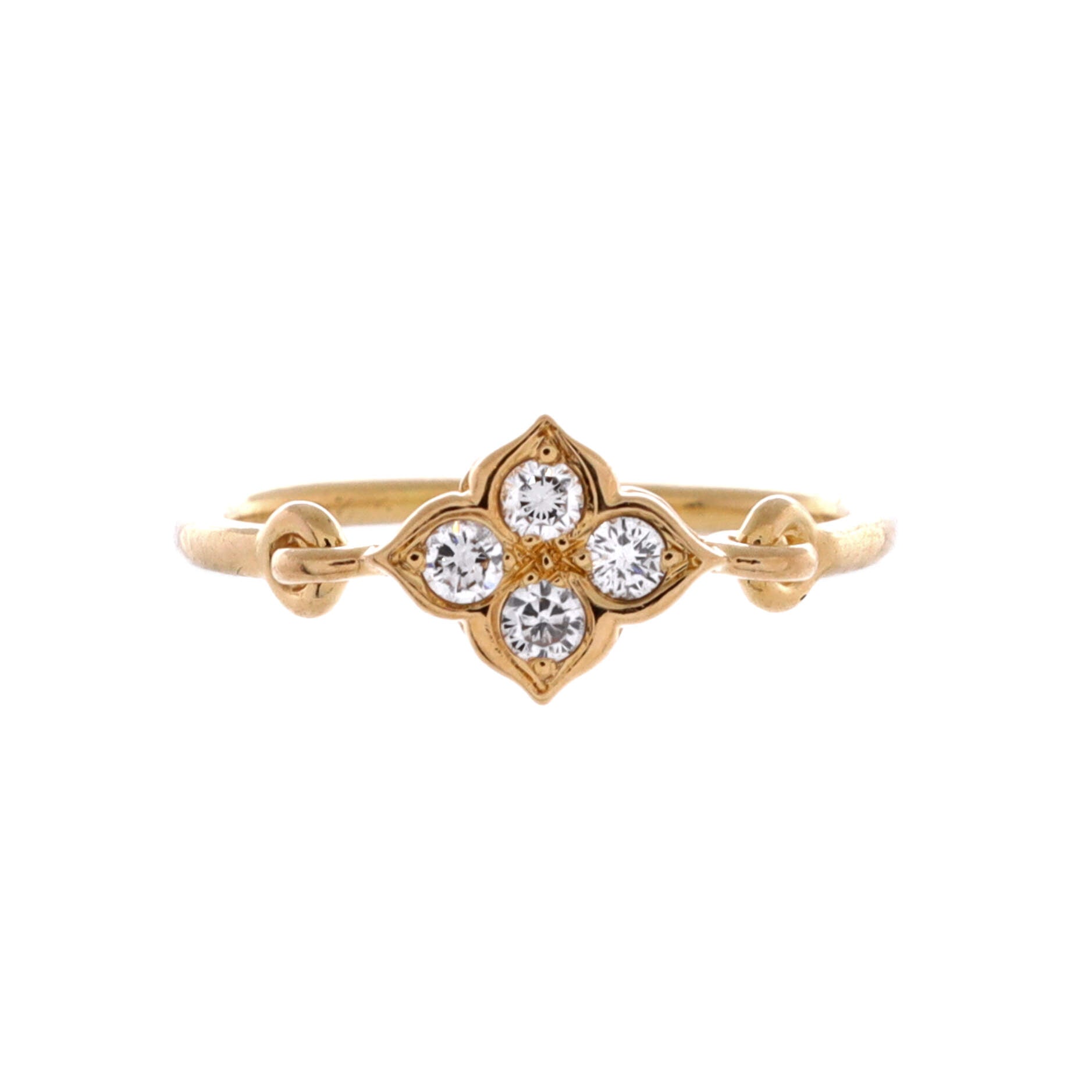 Hindu Floral Ring 18K Yellow Gold and Diamonds