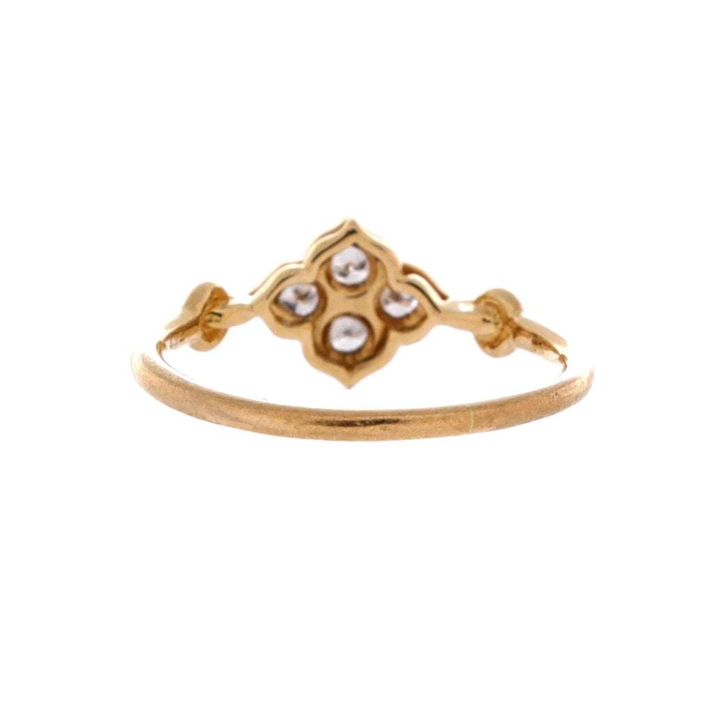 Hindu Floral Ring 18K Yellow Gold and Diamonds