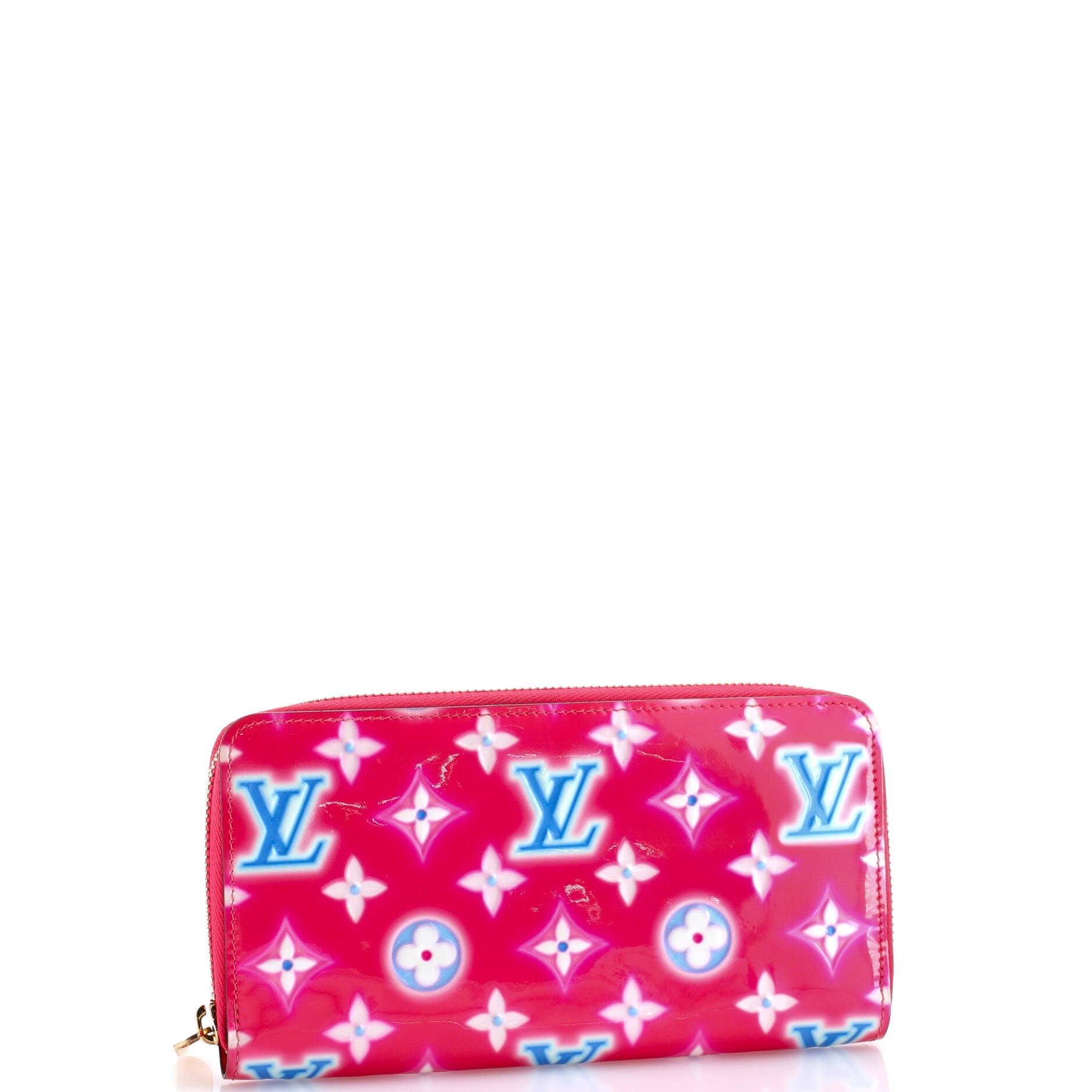 Zippy Wallet Valentine Neon Monogram Vernis