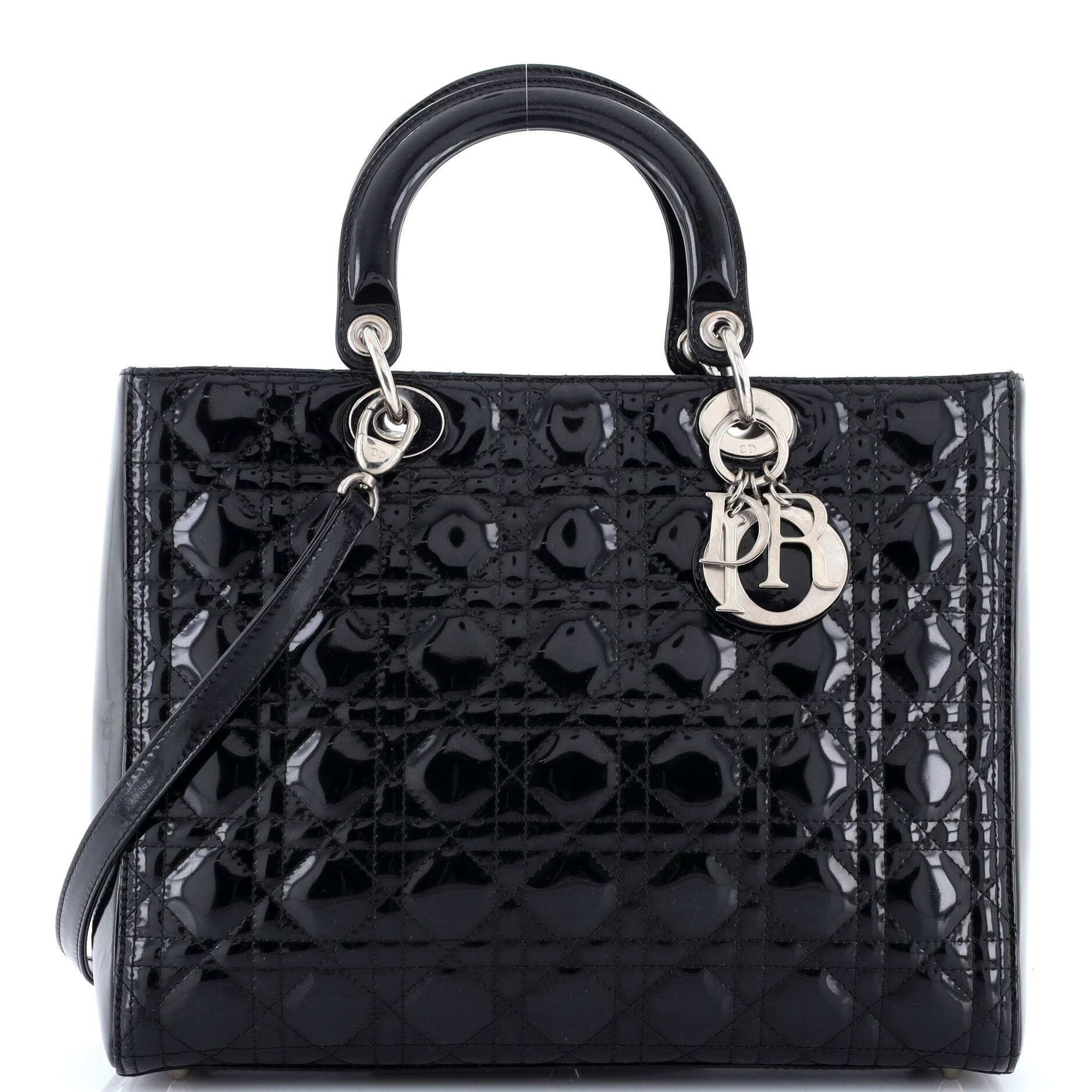 Lady Dior Bag Cannage Quilt Patent Large