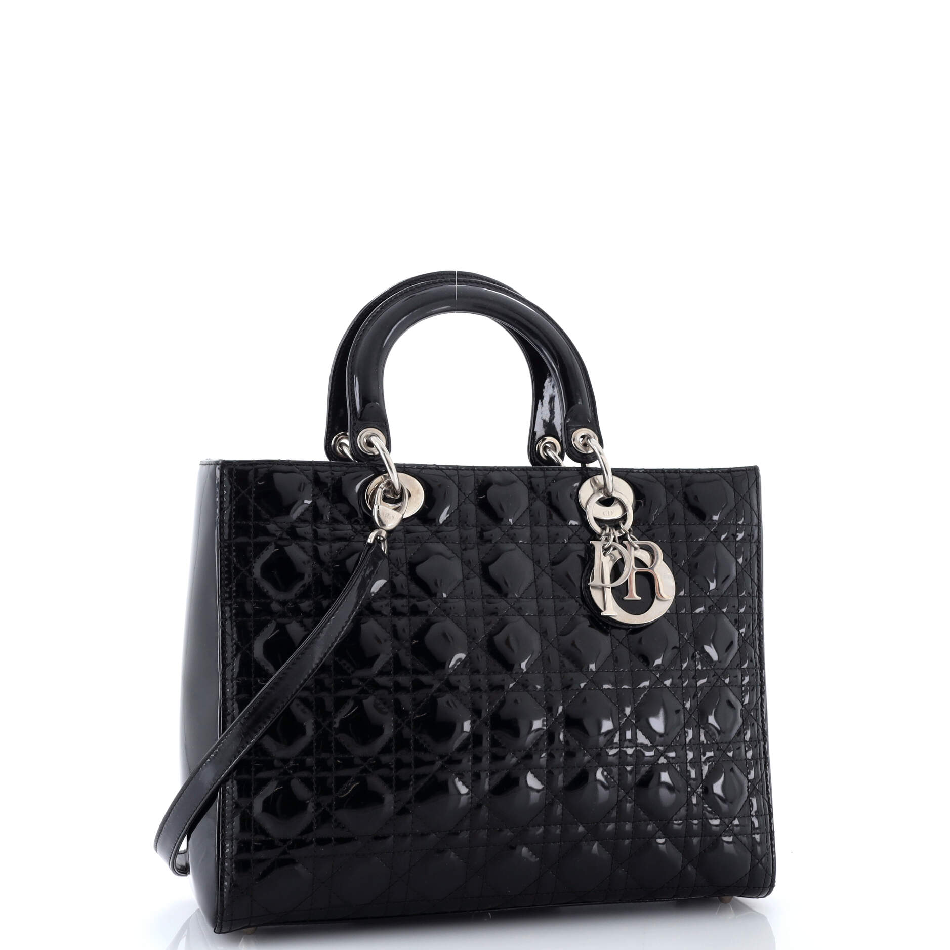 Lady Dior Bag Cannage Quilt Patent Large