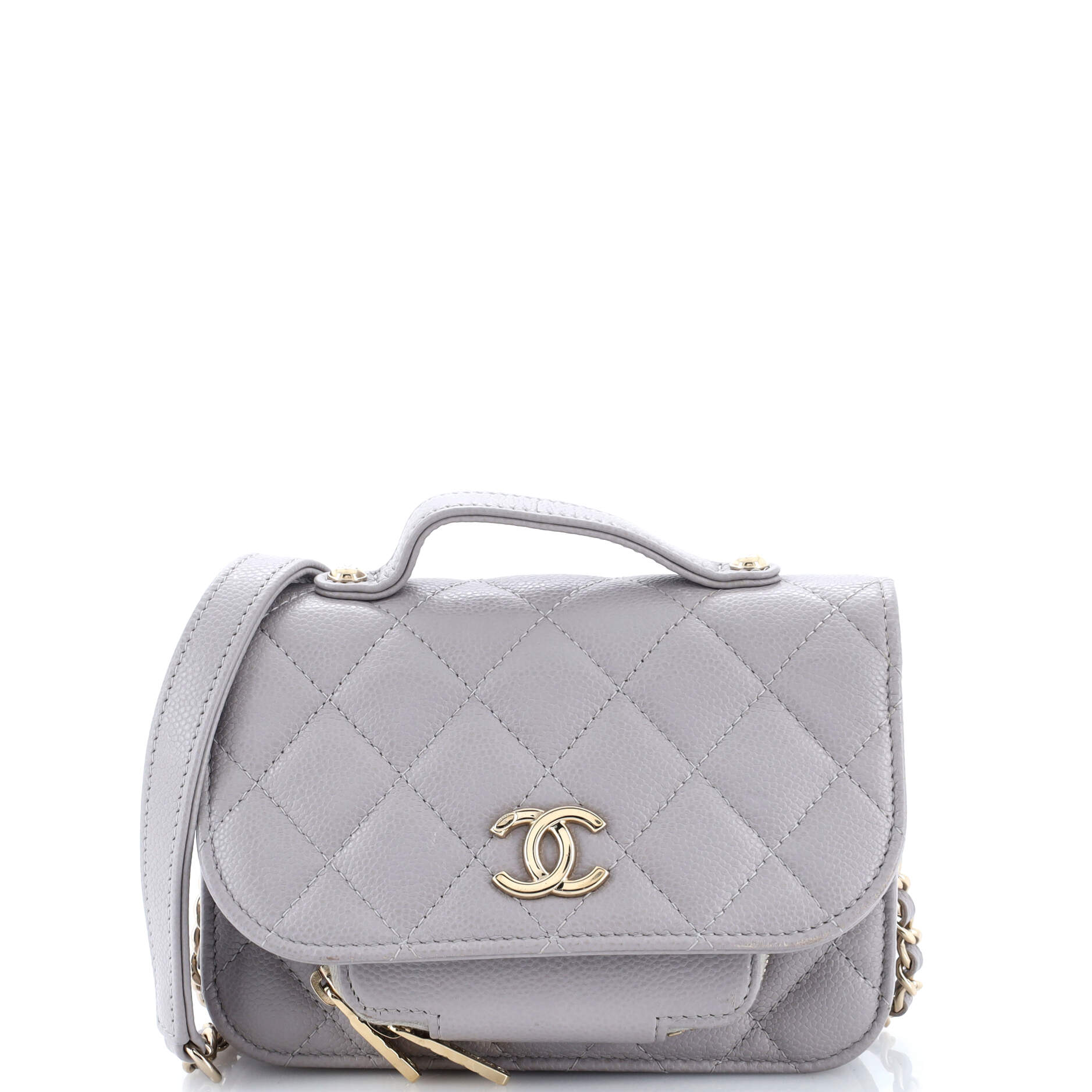 Business Affinity Flap Clutch with Chain Quilted Caviar