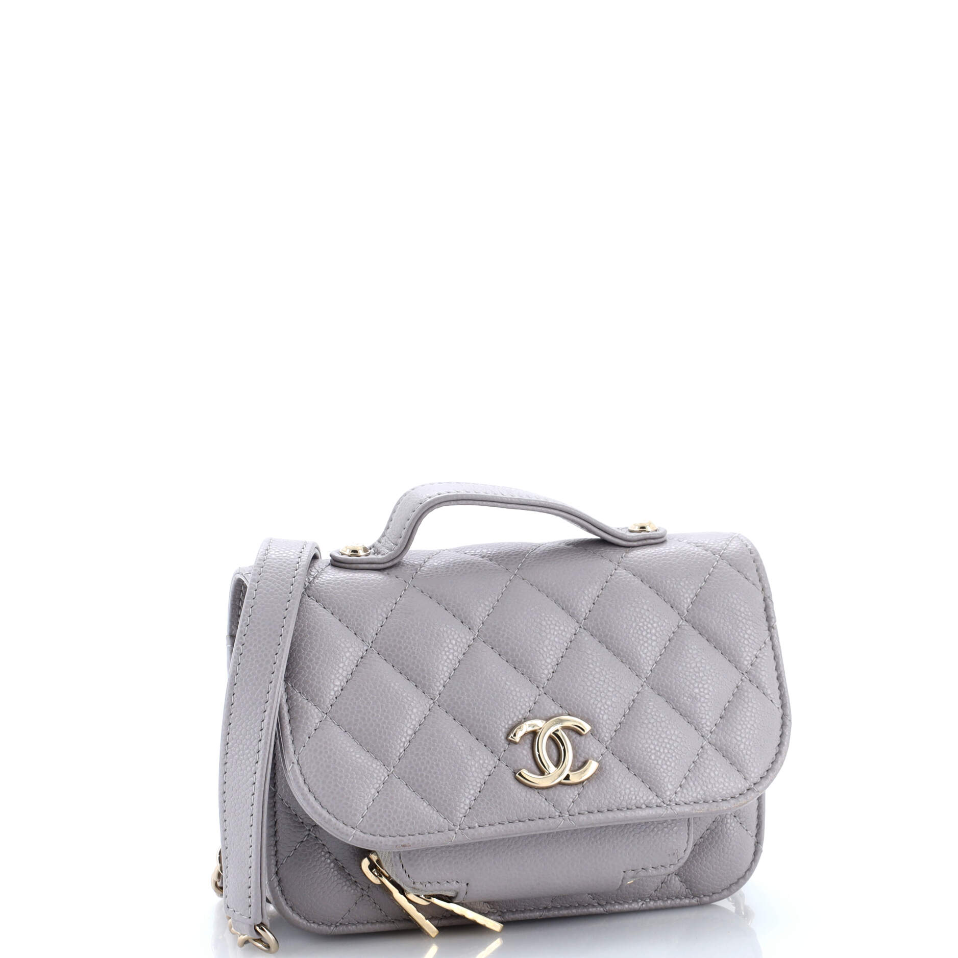 Business Affinity Flap Clutch with Chain Quilted Caviar