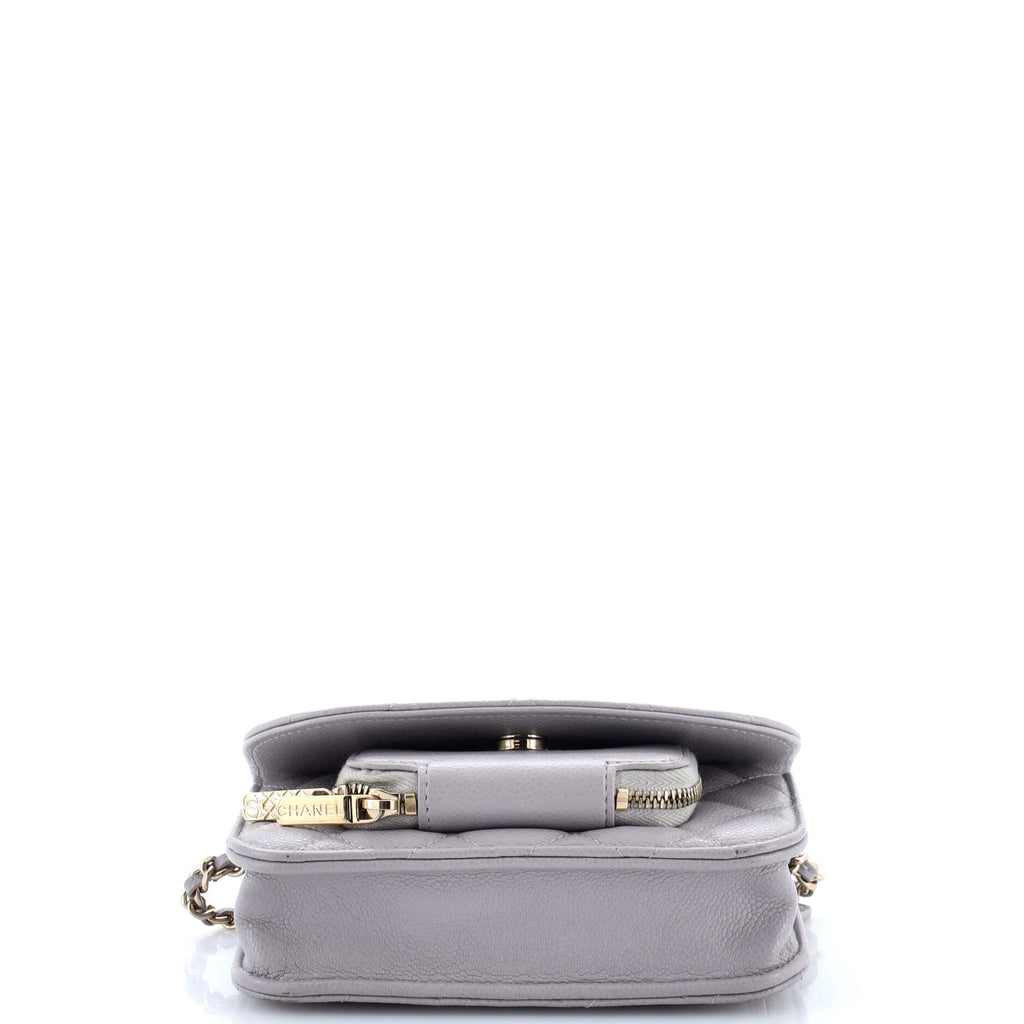 Business Affinity Flap Clutch with Chain Quilted Caviar