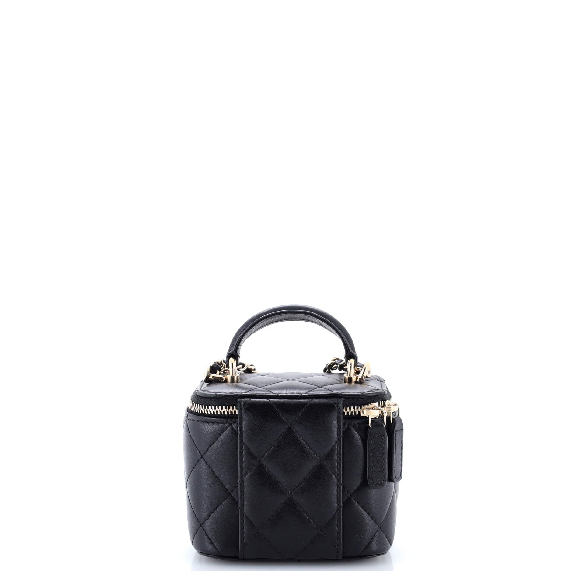 Classic Top Handle Vanity Case with Chain Quilted Lambskin Mini