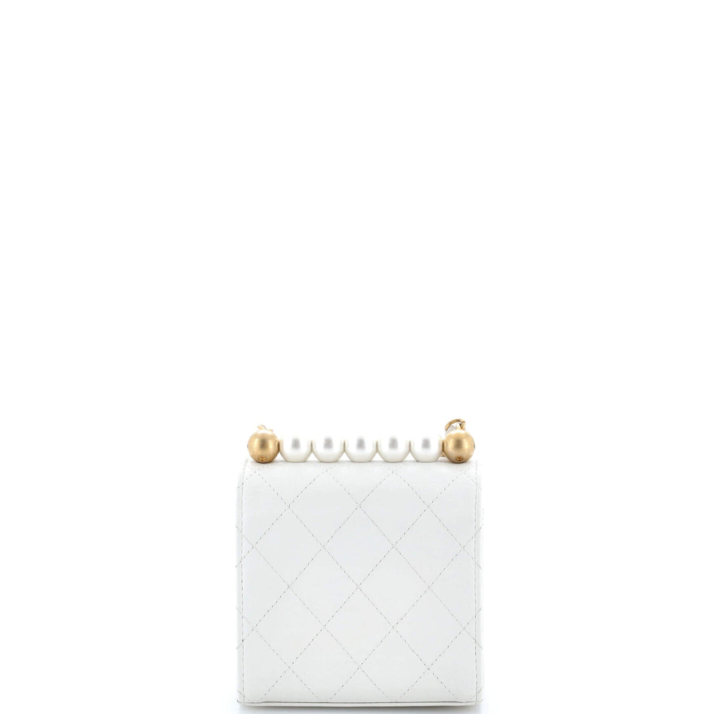 Chic Pearls Flap Clutch with Chain Quilted Goatskin Mini