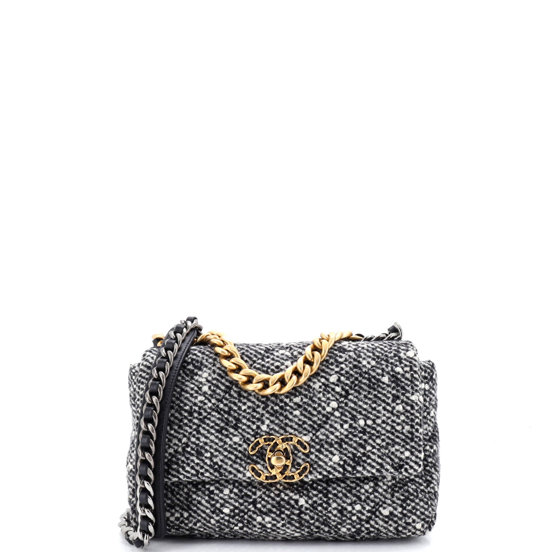 19 Flap Bag Quilted Tweed Medium