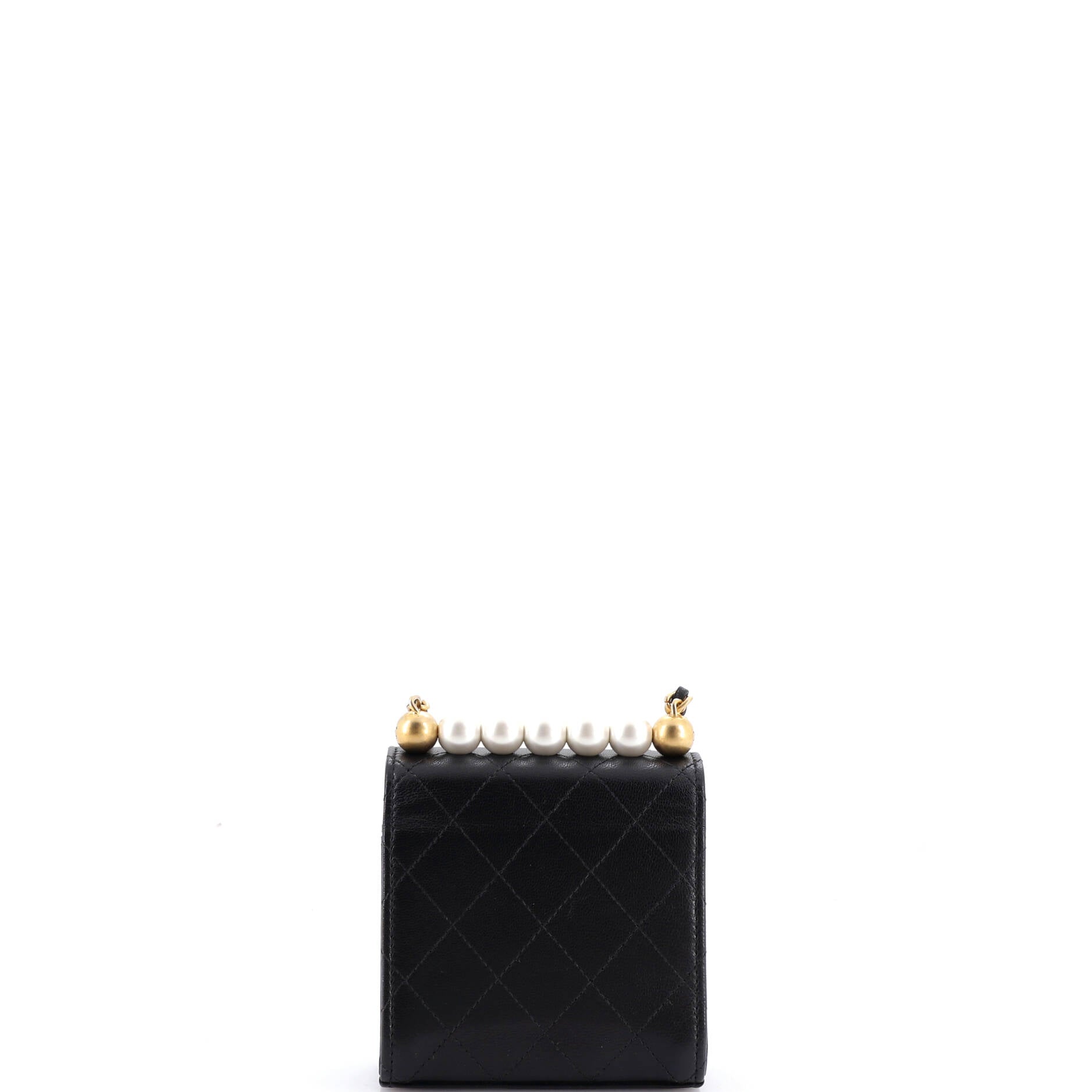 Chic Pearls Flap Clutch with Chain Quilted Goatskin Mini