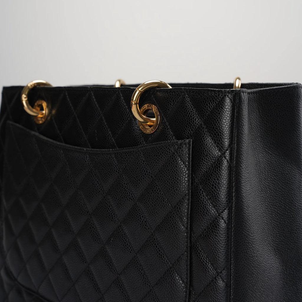 Chanel GST Black Bag in Cavier Leather with Gold Hardware from 2014 part 1