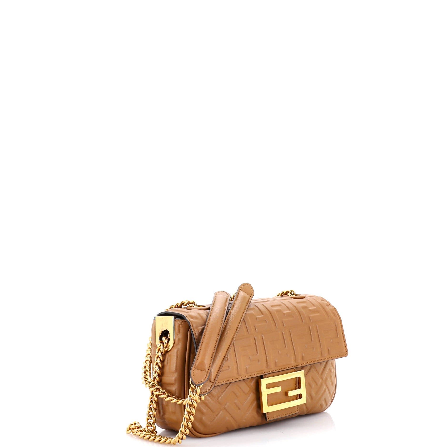 Midi Baguette Chain Bag Zucca Embossed Leather Medium