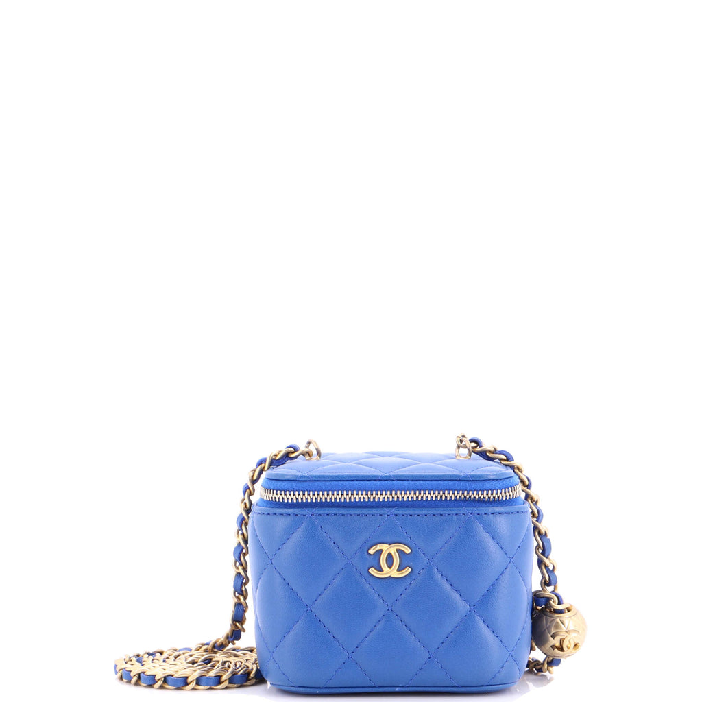 Pearl Crush Vanity Case with Chain Quilted Lambskin Mini