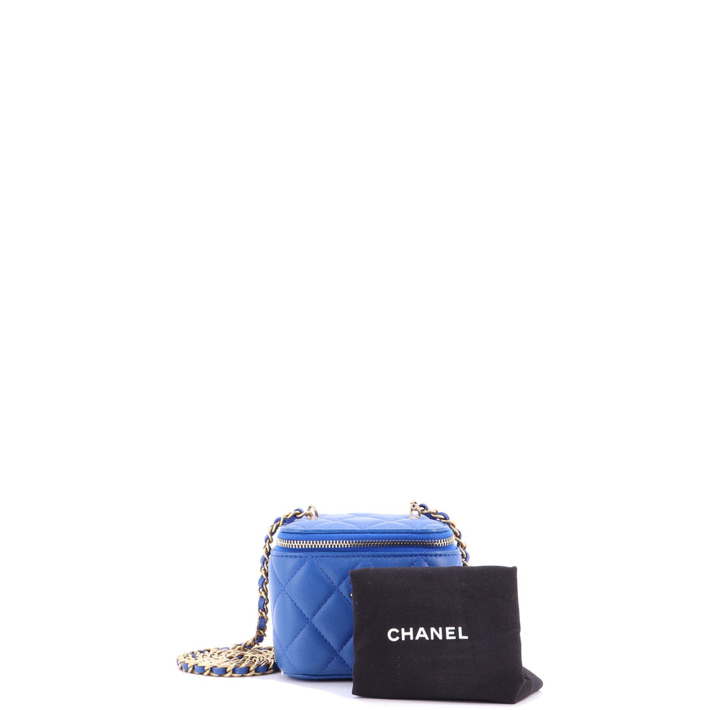 Pearl Crush Vanity Case with Chain Quilted Lambskin Mini