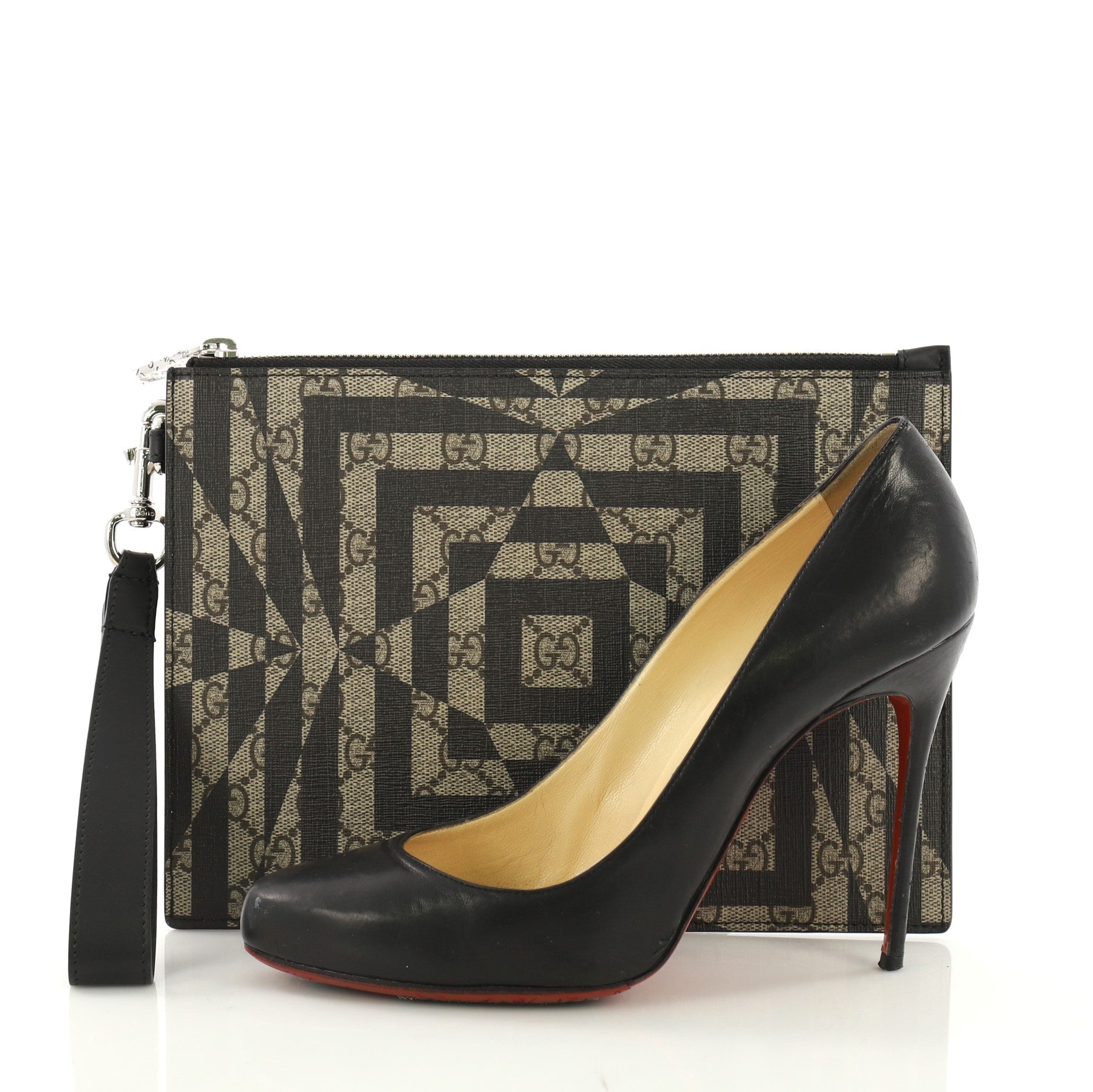 Wristlet Clutch Caleido Print GG Coated Canvas