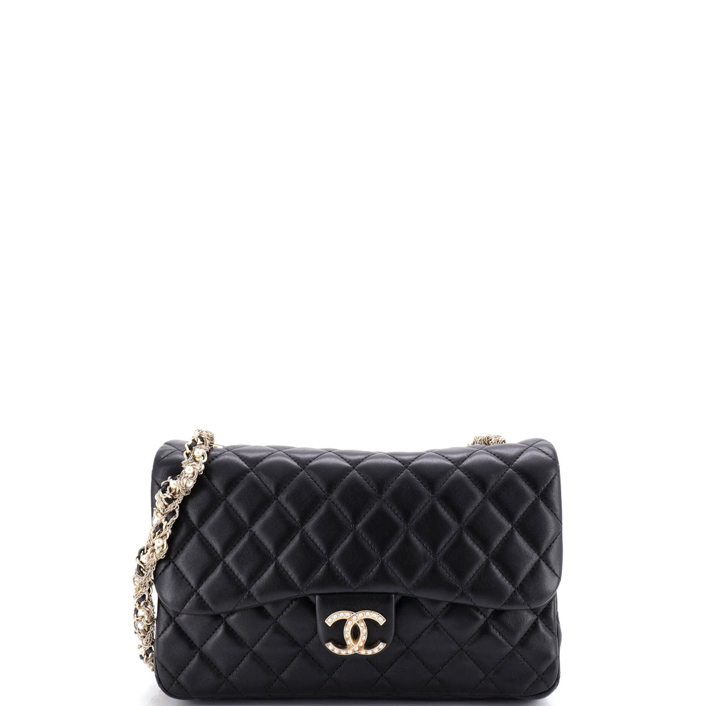 Westminster Tangled Pearl Chain Flap Bag Quilted Lambskin Medium