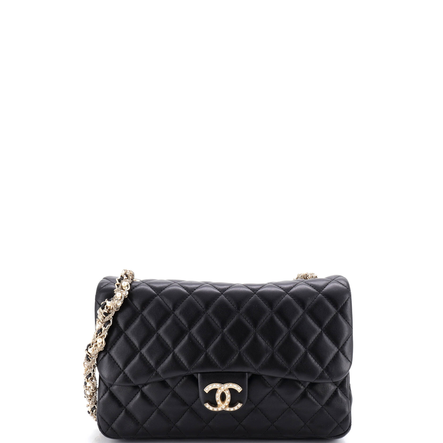 Westminster Tangled Pearl Chain Flap Bag Quilted Lambskin Medium