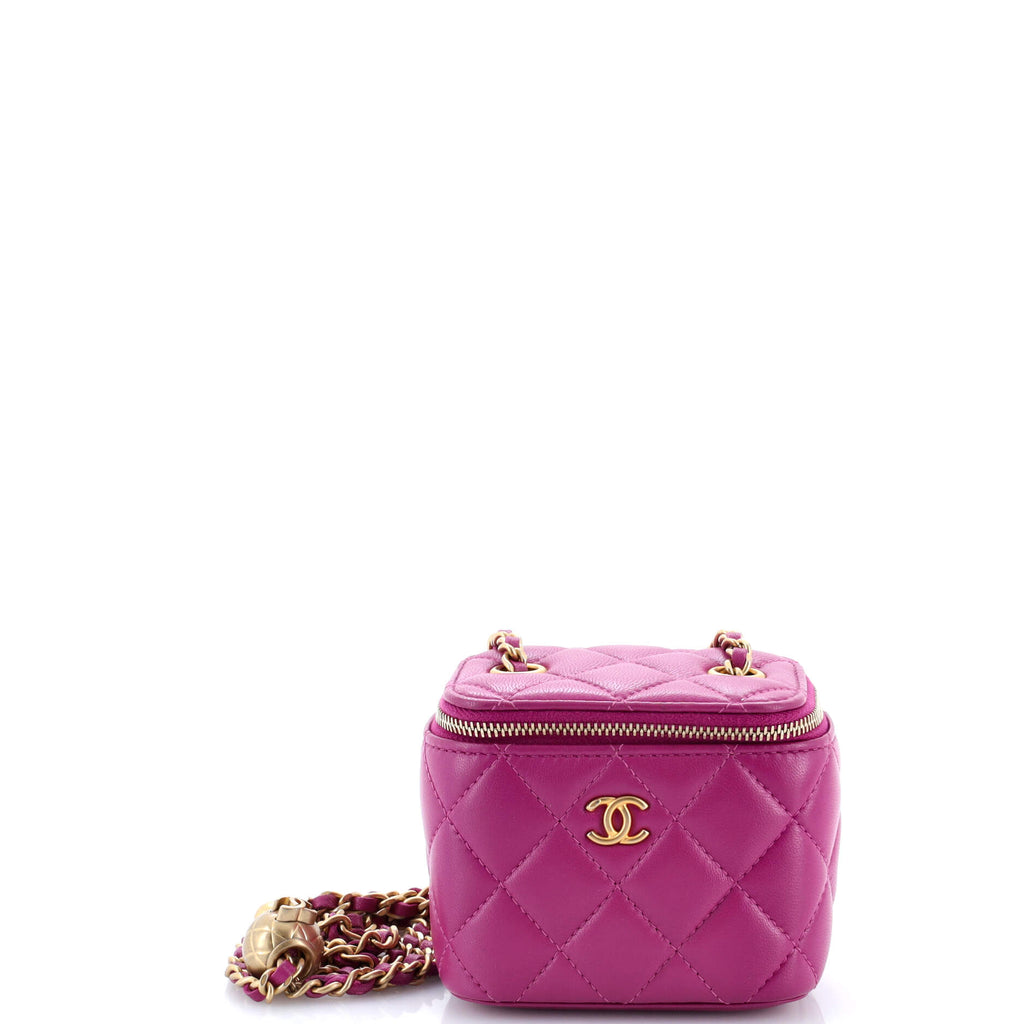 Pearl Crush Vanity Case with Chain Quilted Lambskin Mini