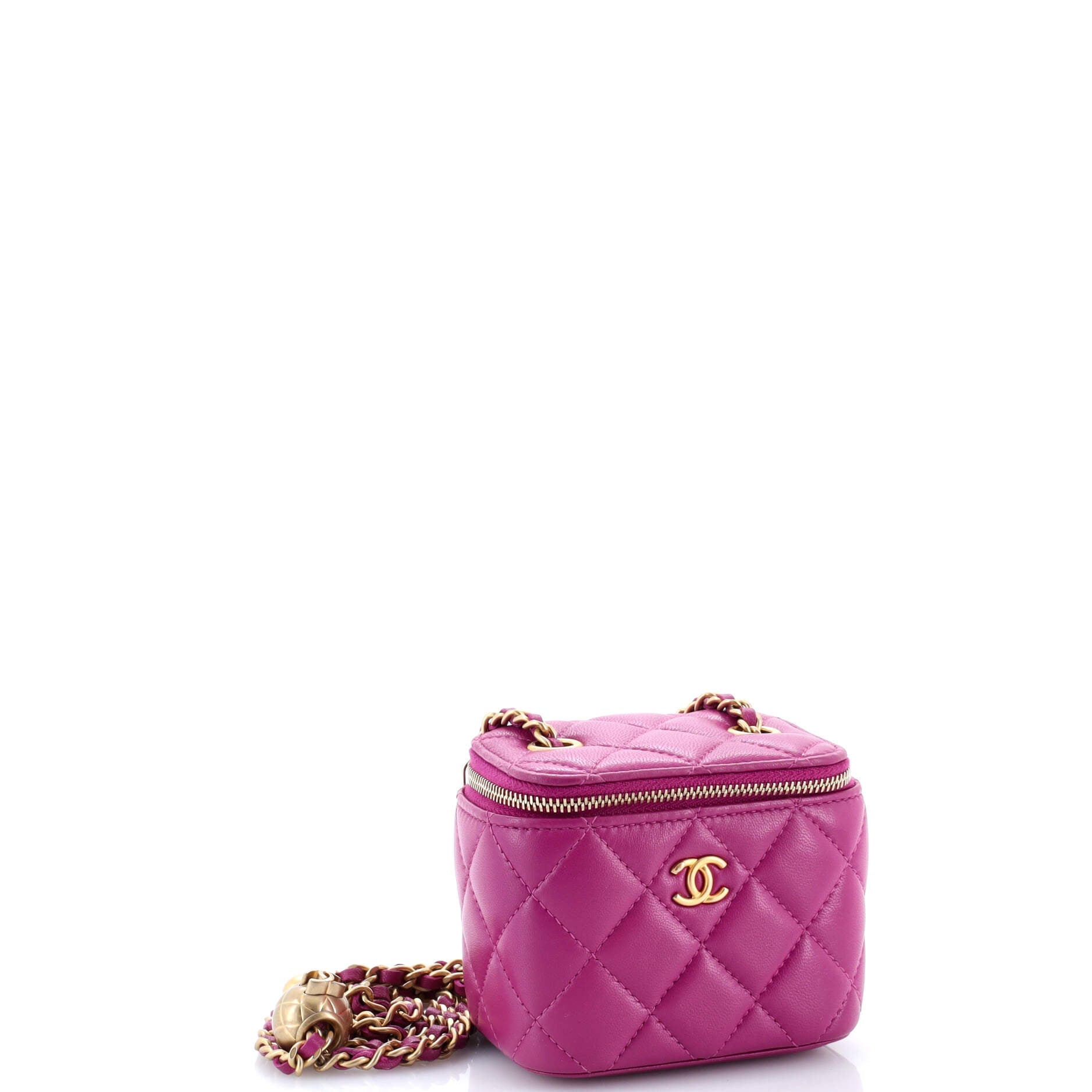 Pearl Crush Vanity Case with Chain Quilted Lambskin Mini