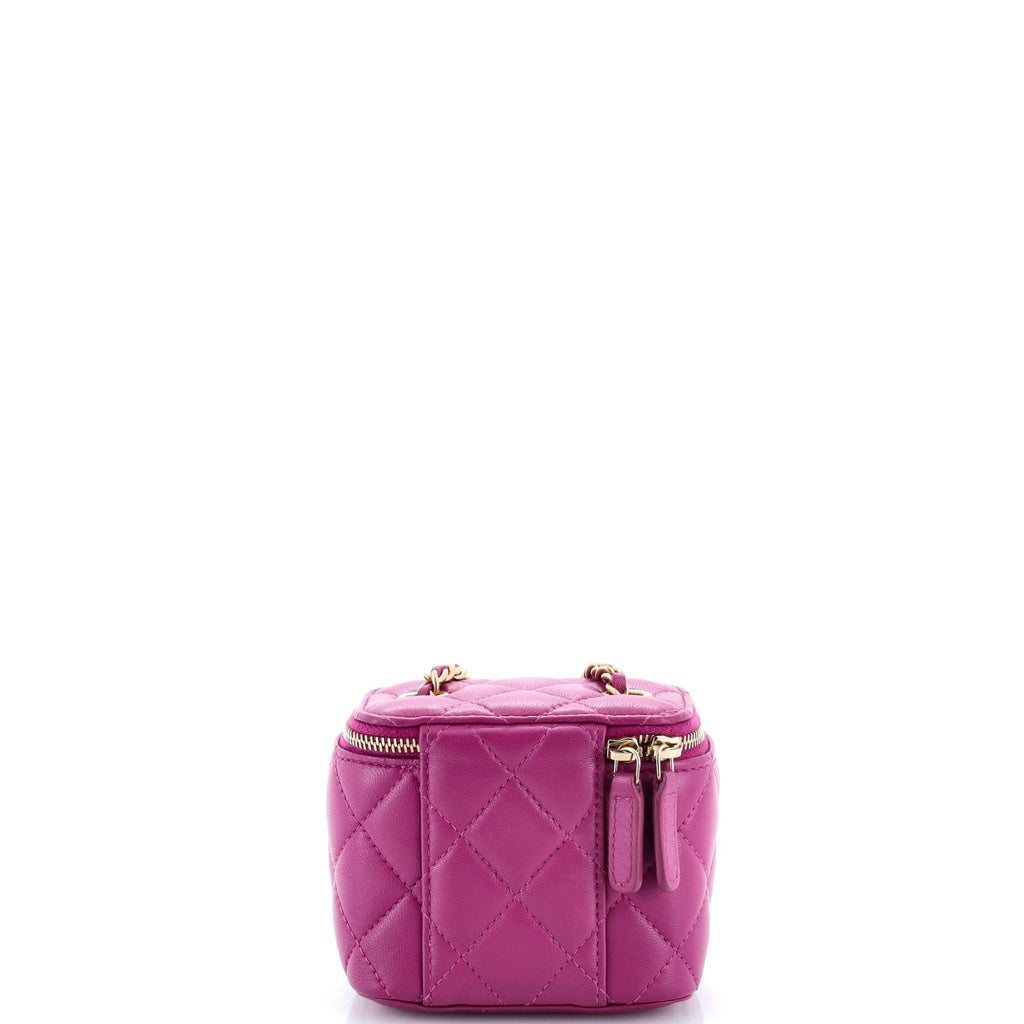 Pearl Crush Vanity Case with Chain Quilted Lambskin Mini