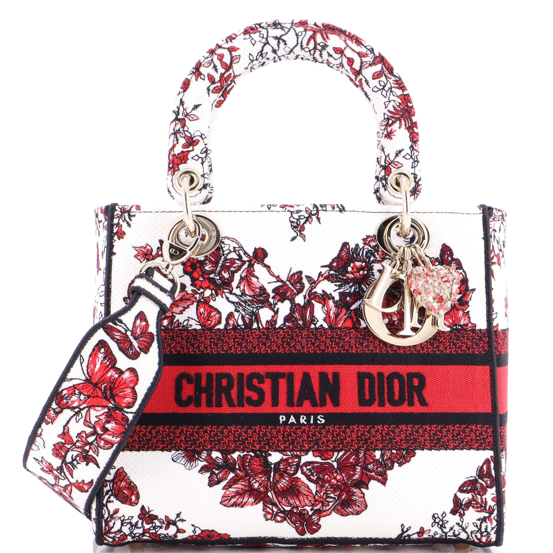 Lady D-Lite Bag Embroidered Canvas Medium