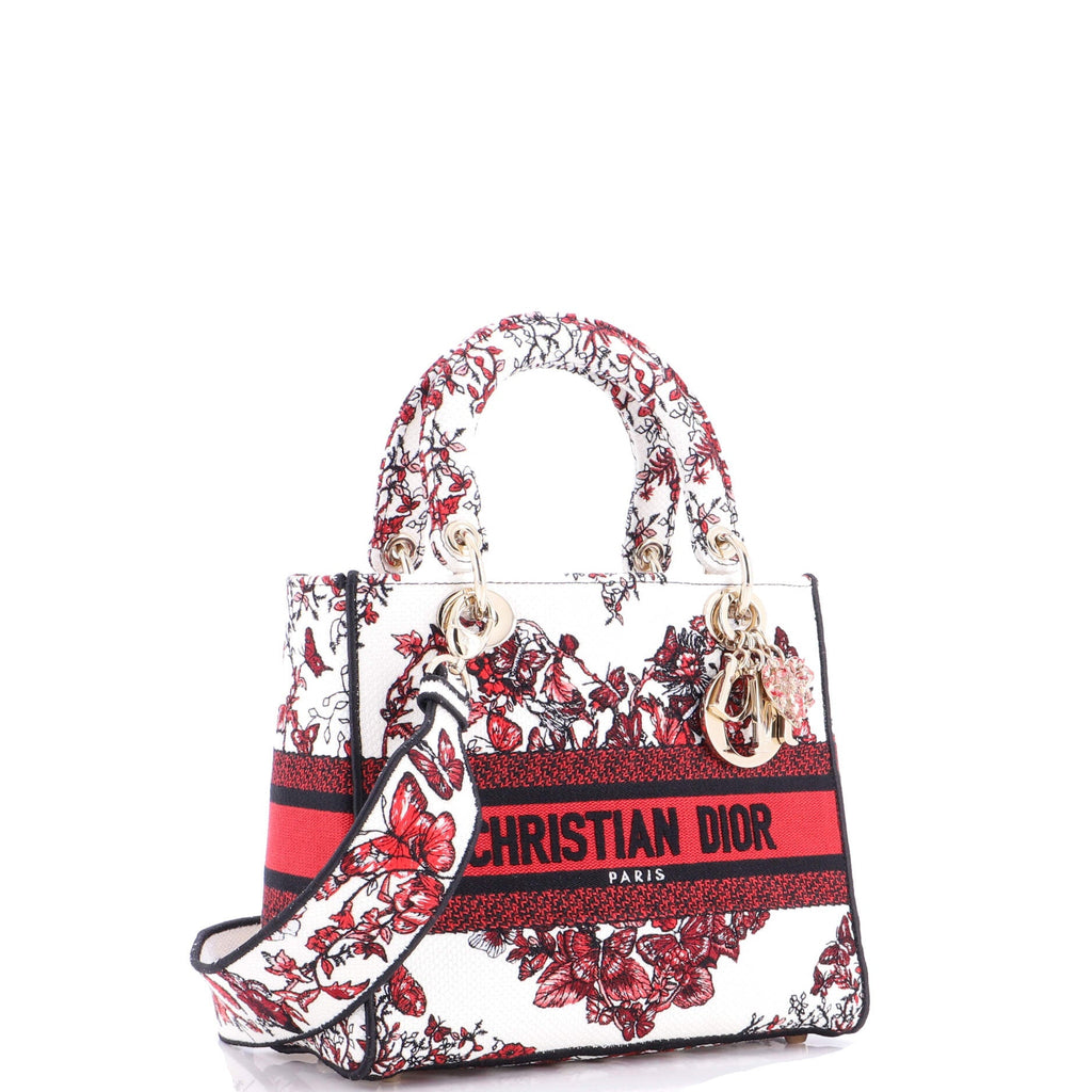 Lady D-Lite Bag Embroidered Canvas Medium