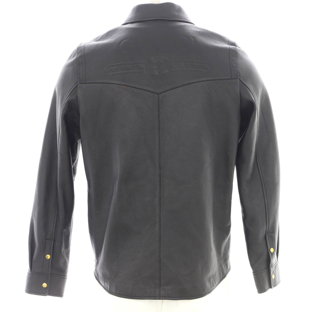 Men's Logo Shirt Jacket Leather