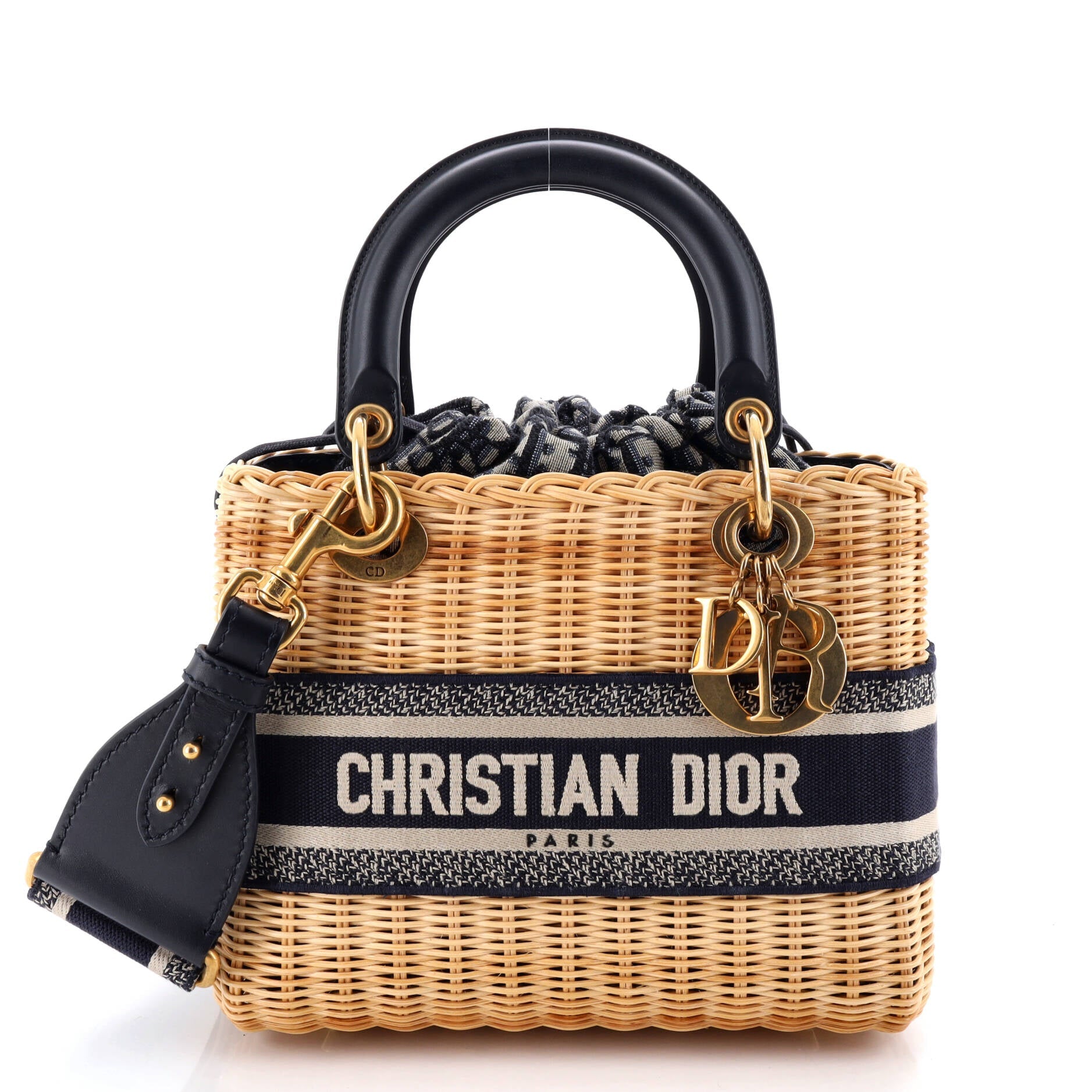 Lady Dior Bag Wicker and Oblique Canvas Medium