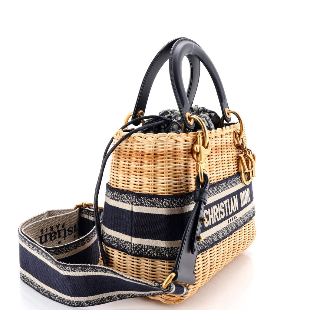 Lady Dior Bag Wicker and Oblique Canvas Medium