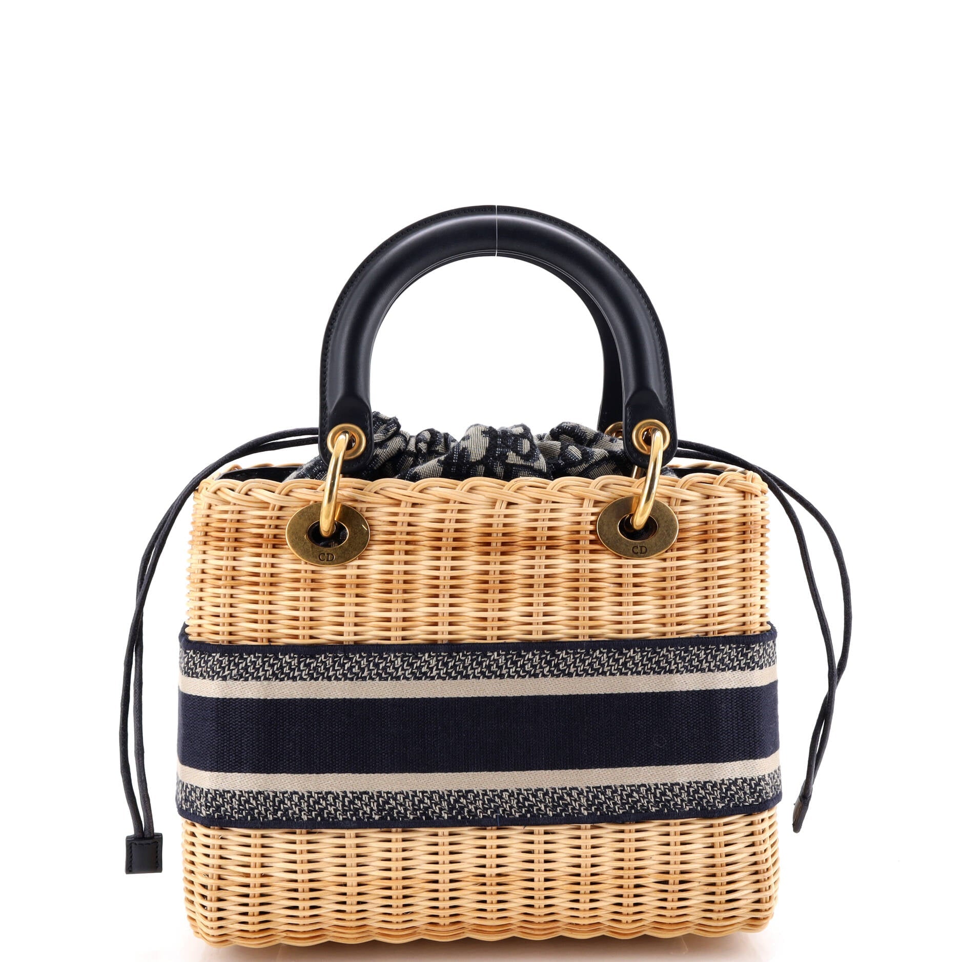 Lady Dior Bag Wicker and Oblique Canvas Medium