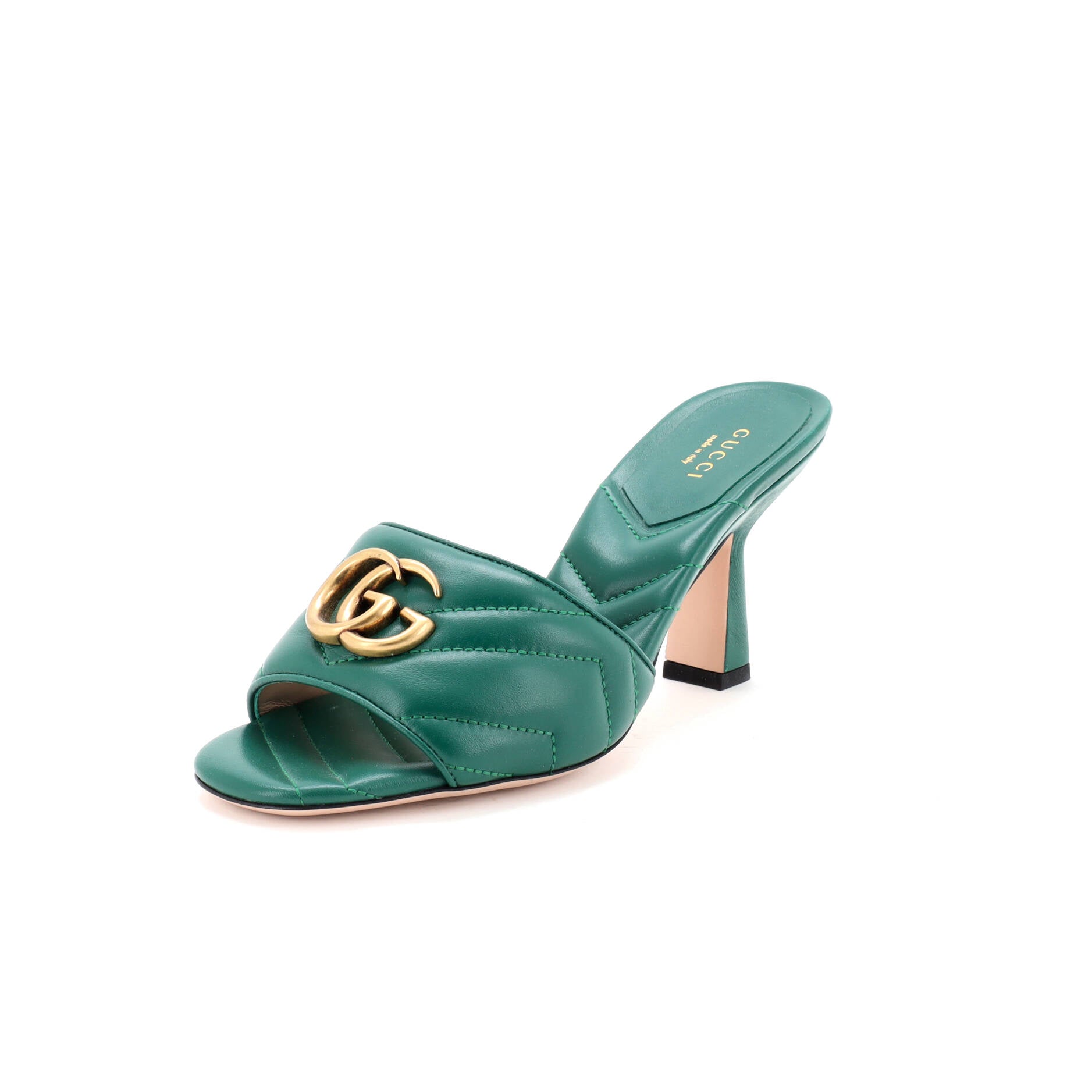 Women's Marmont Slide Heeled Sandals Matelasse Leather