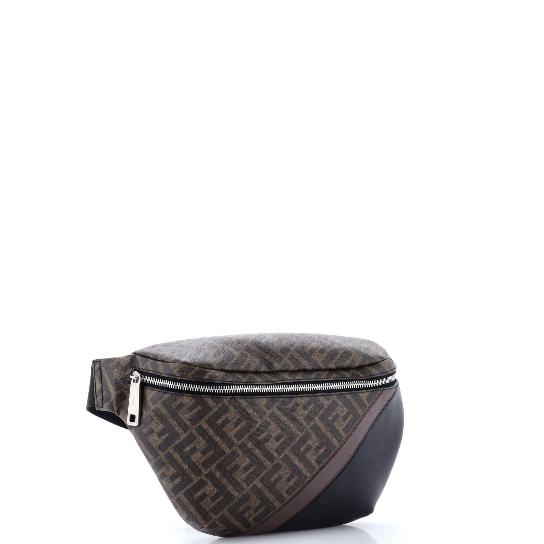 Zip Belt Bag Zucca Coated Canvas and Leather