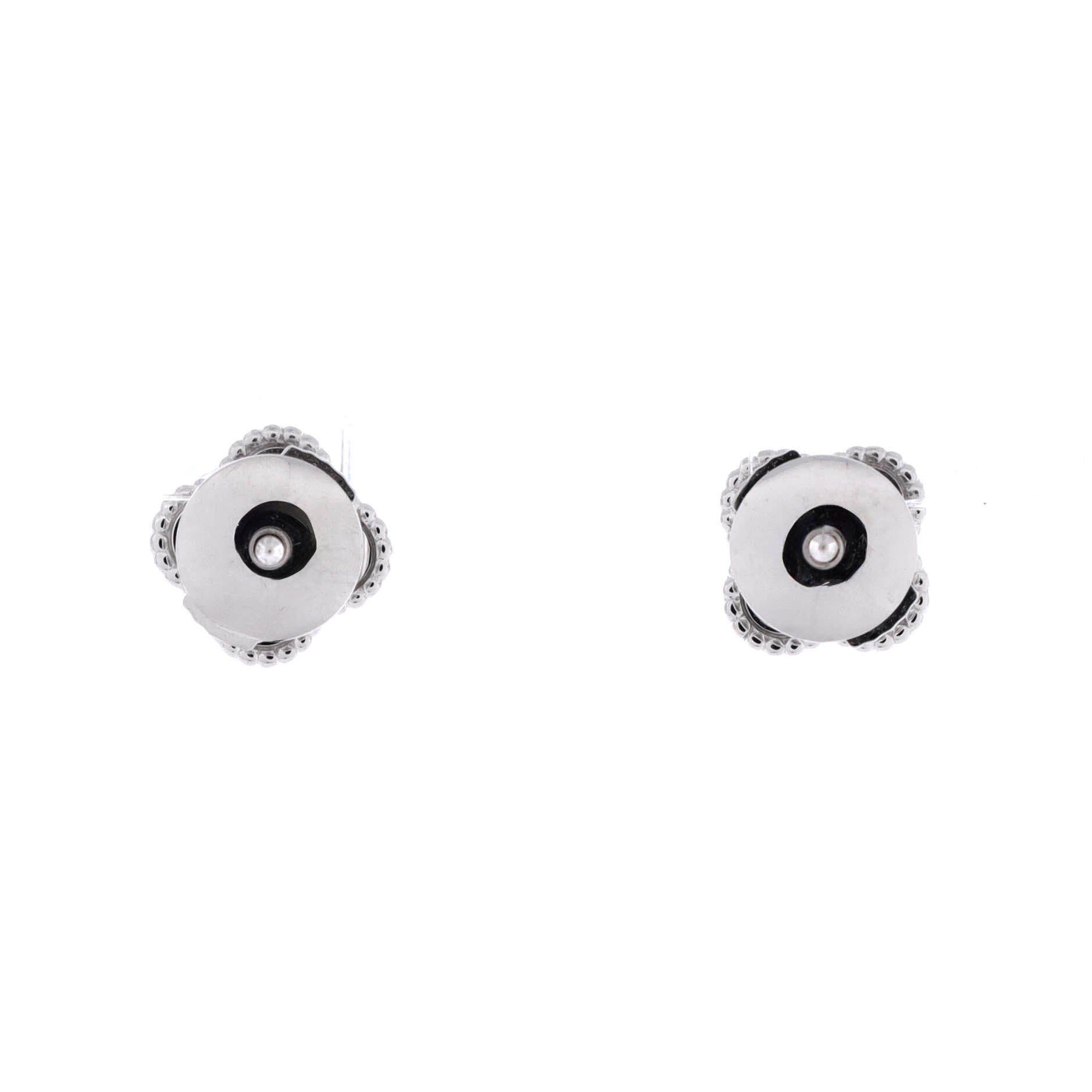 Sweet Alhambra Stud Earrings 18K White Gold and Mother of Pearl