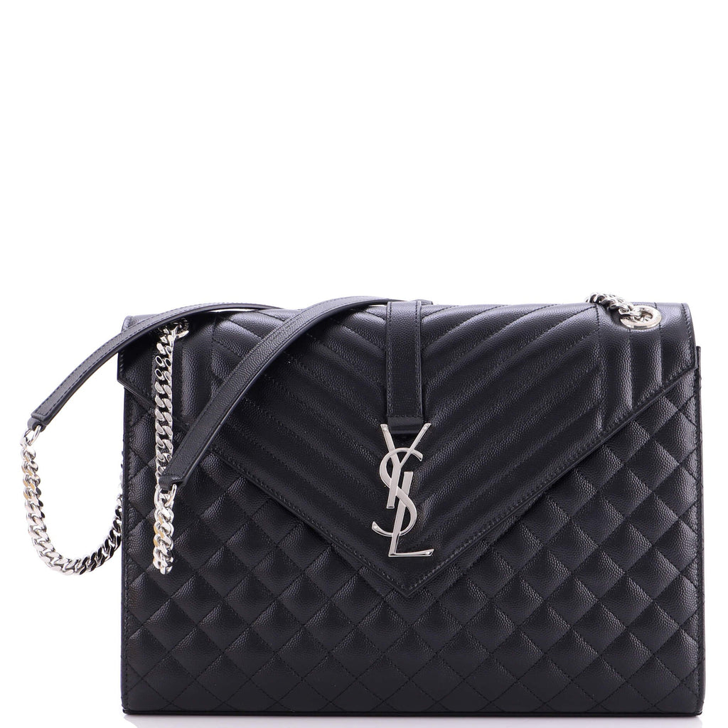 Classic Monogram Envelope Satchel Mixed Matelasse Leather Large