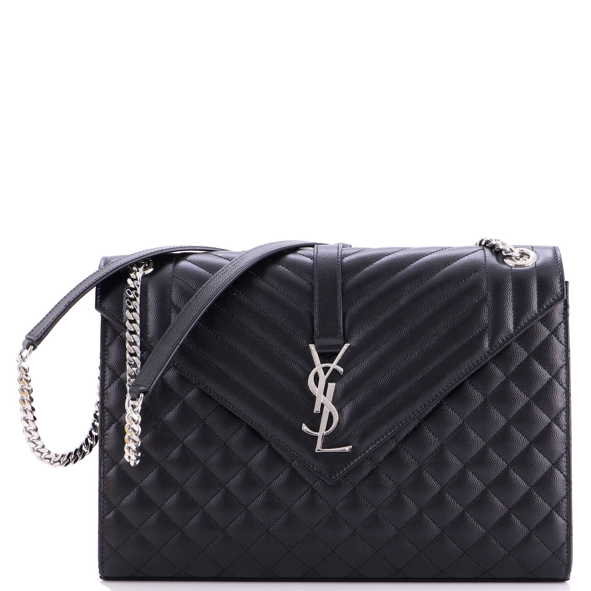 Classic Monogram Envelope Satchel Mixed Matelasse Leather Large