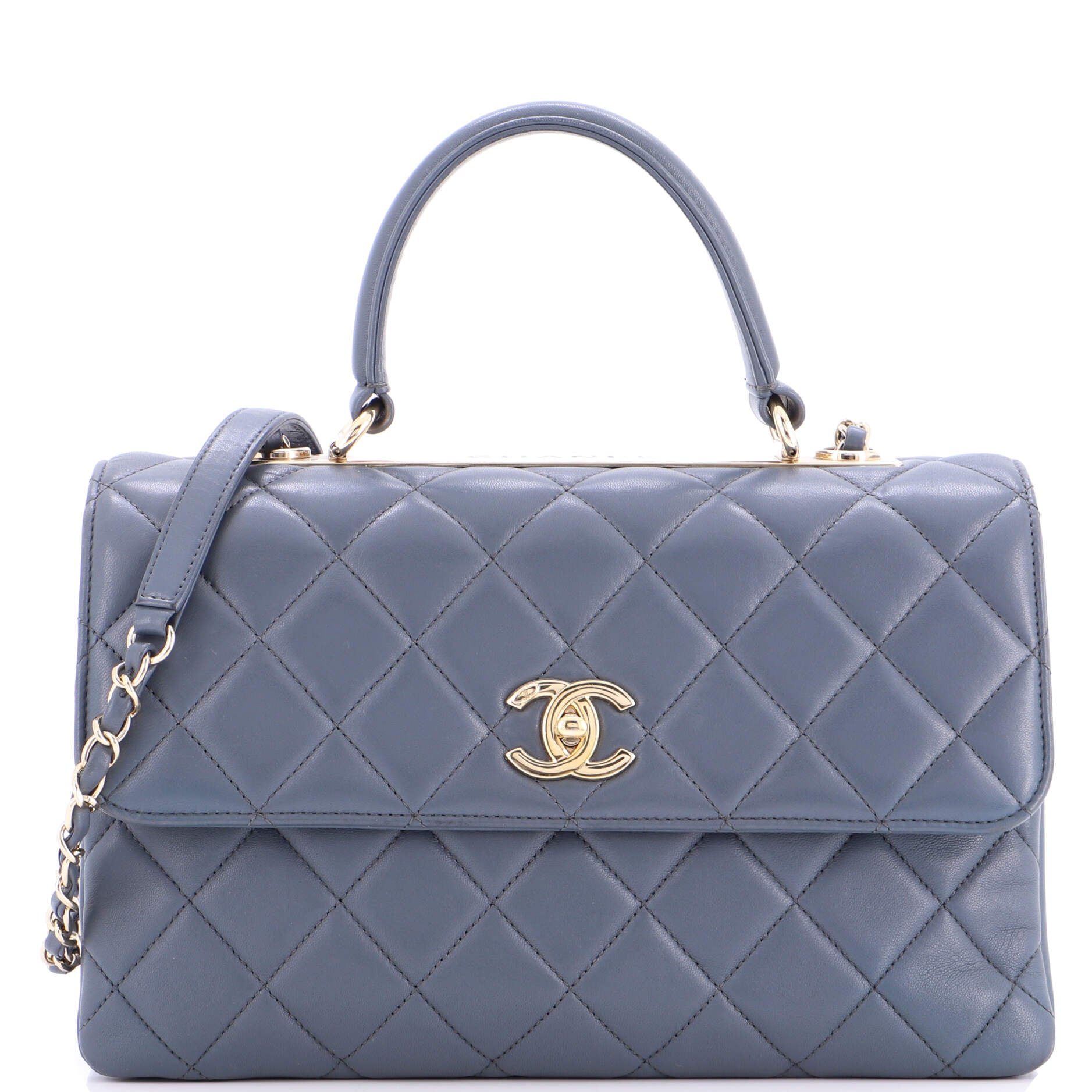 Trendy CC Top Handle Bag Quilted Lambskin Medium