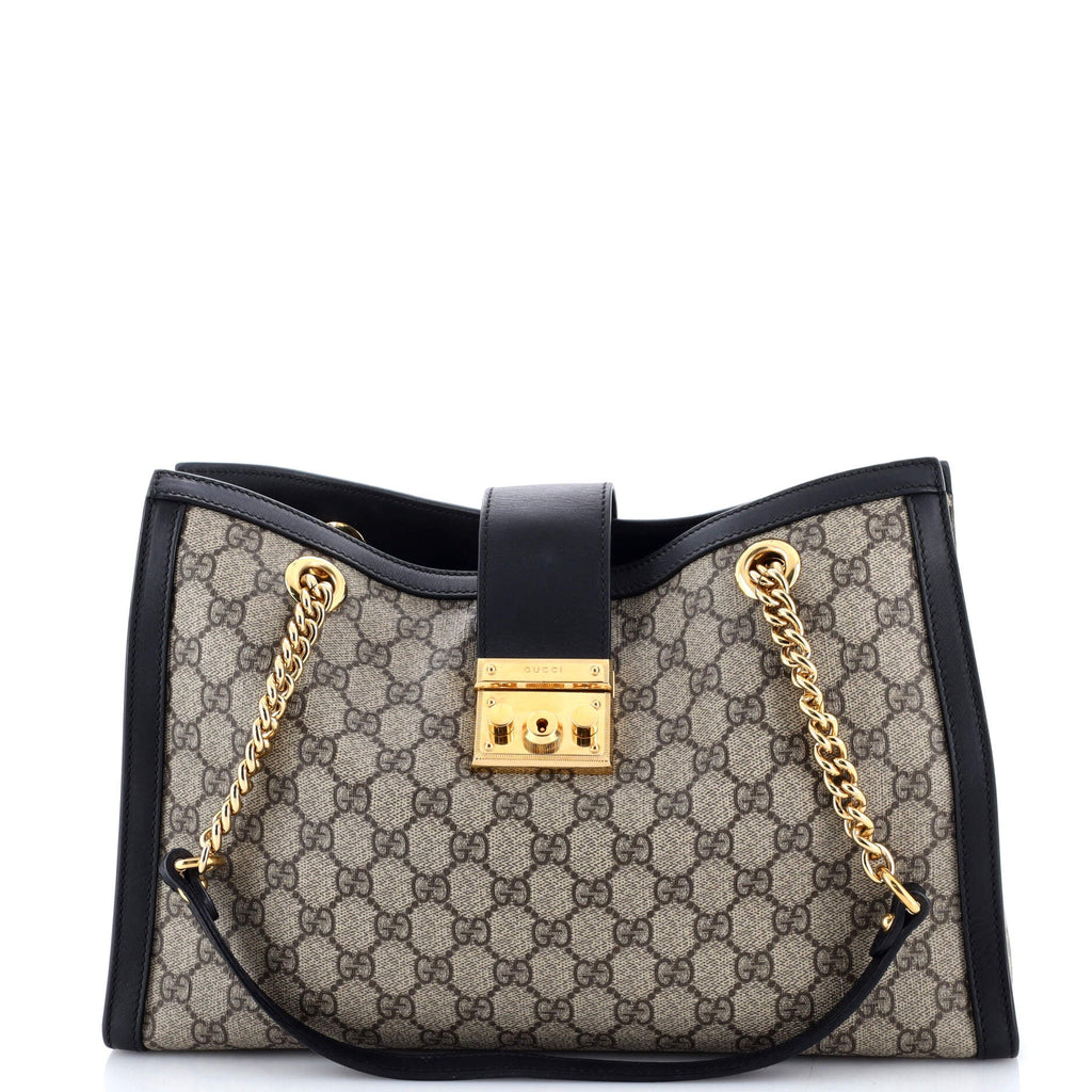 Padlock Chain Tote GG Coated Canvas with Leather Medium