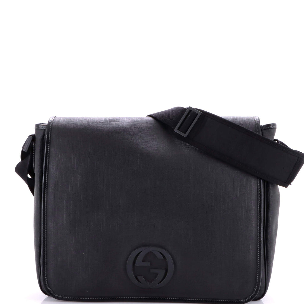 Interlocking G Messenger Bag Coated Canvas Large