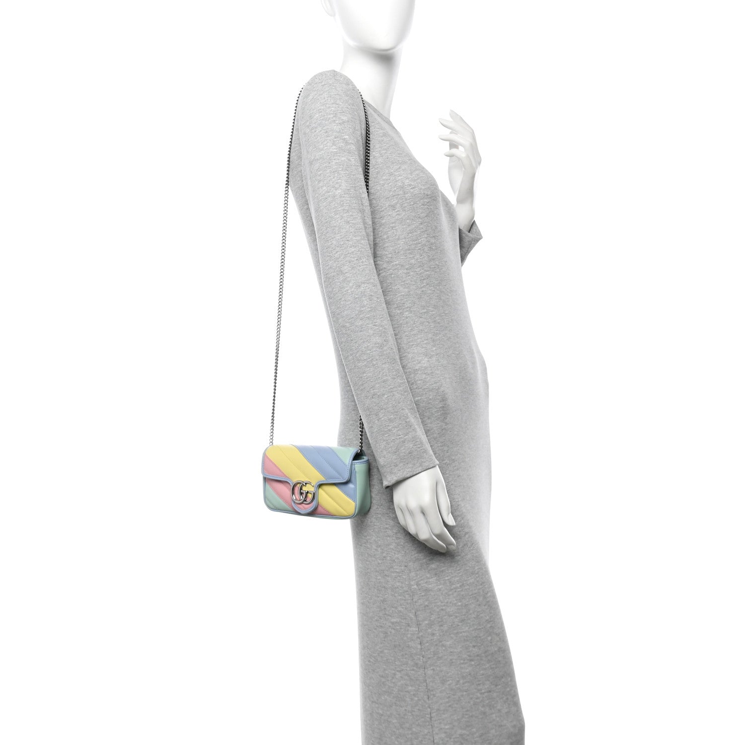 Calfskin Matelasse Diagonal Super Mini GG Marmont Shoulder Bag Multicolor Pastel