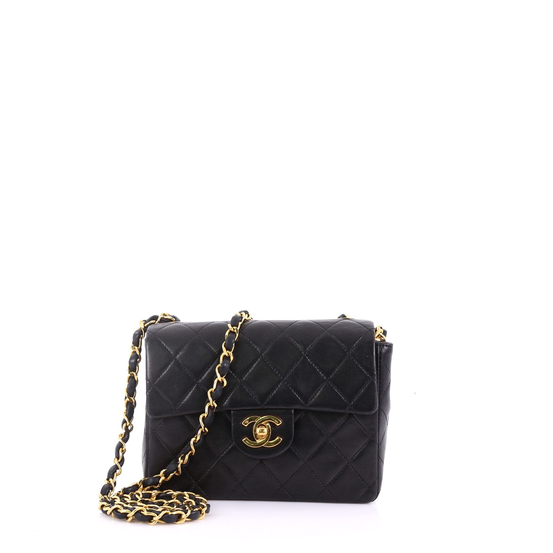 Vintage Square Classic Single Flap Bag Quilted Lambskin Mini