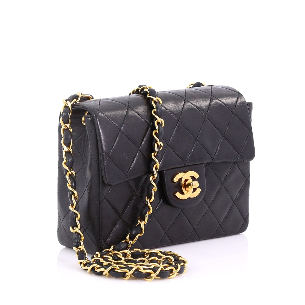 Vintage Square Classic Single Flap Bag Quilted Lambskin Mini