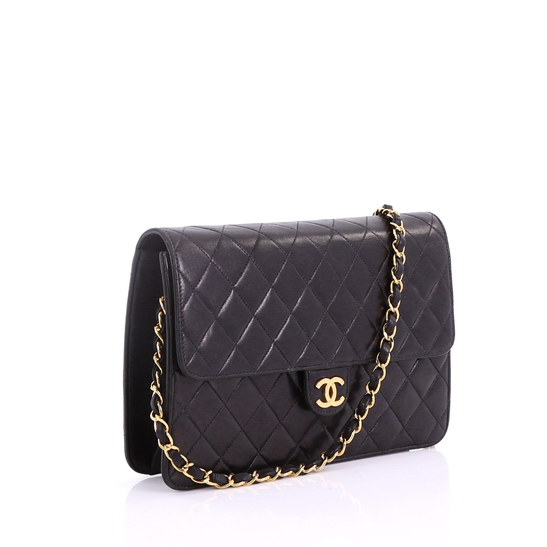 Vintage Clutch with Chain Quilted Leather Medium