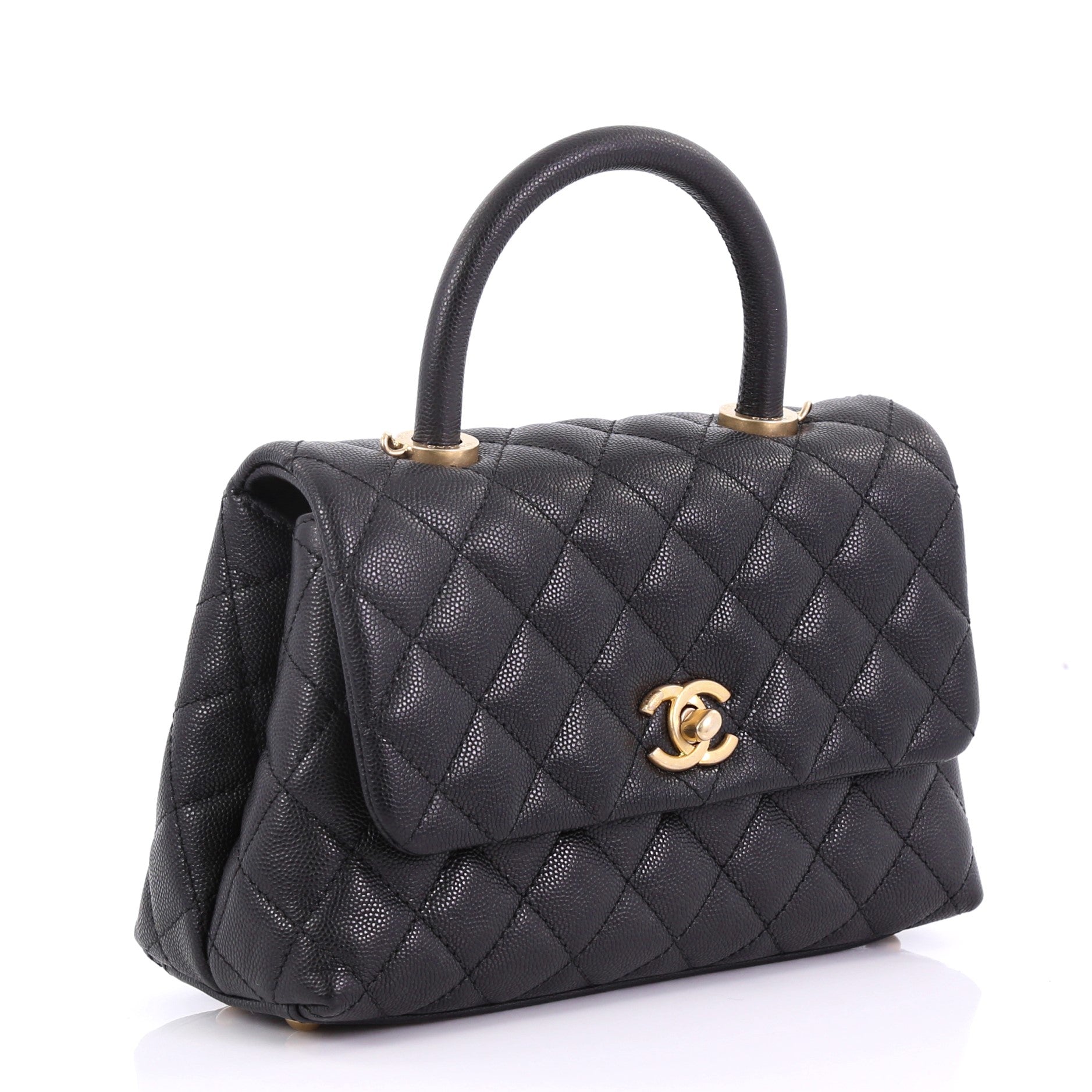 Coco Top Handle Bag Quilted Caviar Mini