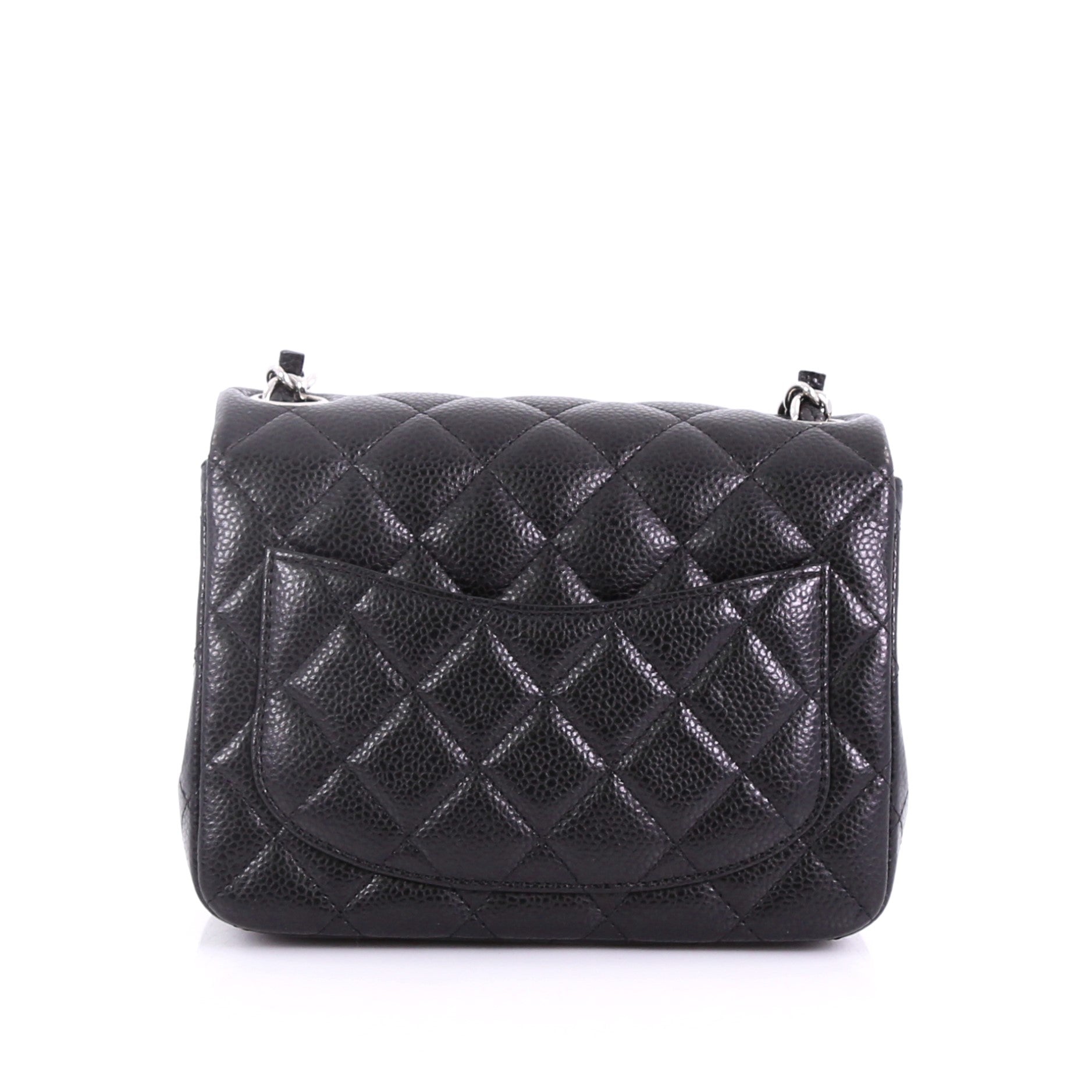 Square Classic Single Flap Bag Quilted Caviar Mini